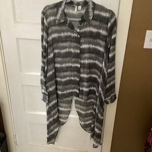 Cato Gray and White Striped Blouse